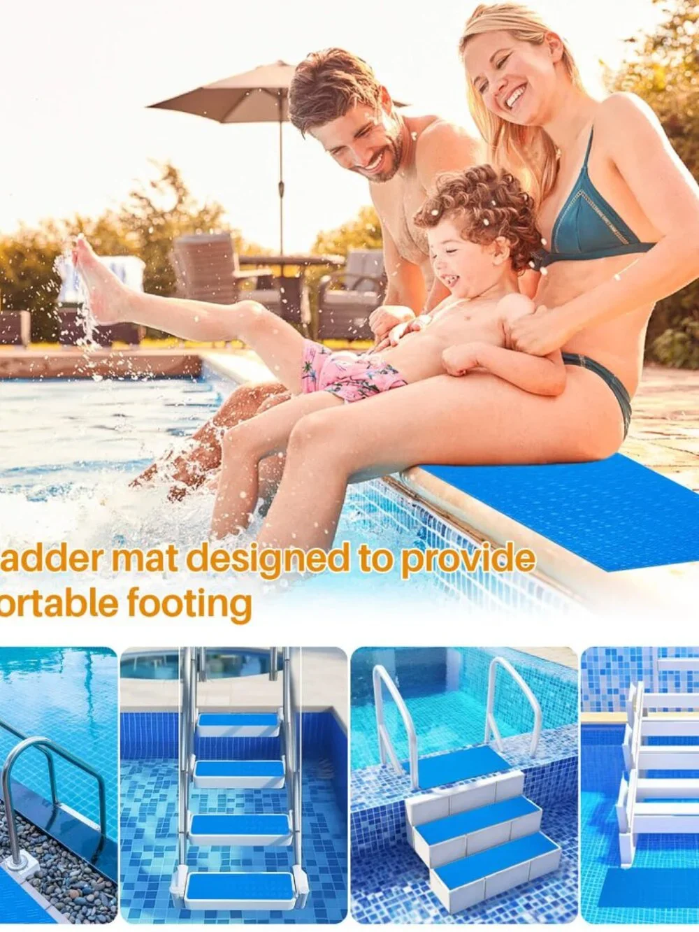 MAQIHAN Swimming Pool Step Mat - Pool Ladder Mat,Swimming Step Pad for Above Gro